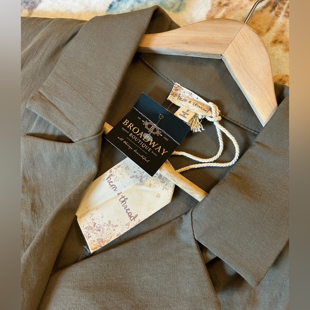 Hem & Thread Olive Green Short Sleeve Romper - Picture 7 of 16